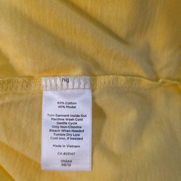 Talbots Yellow Short Sleeve Top with Braided Collar - Picture 7 of 7